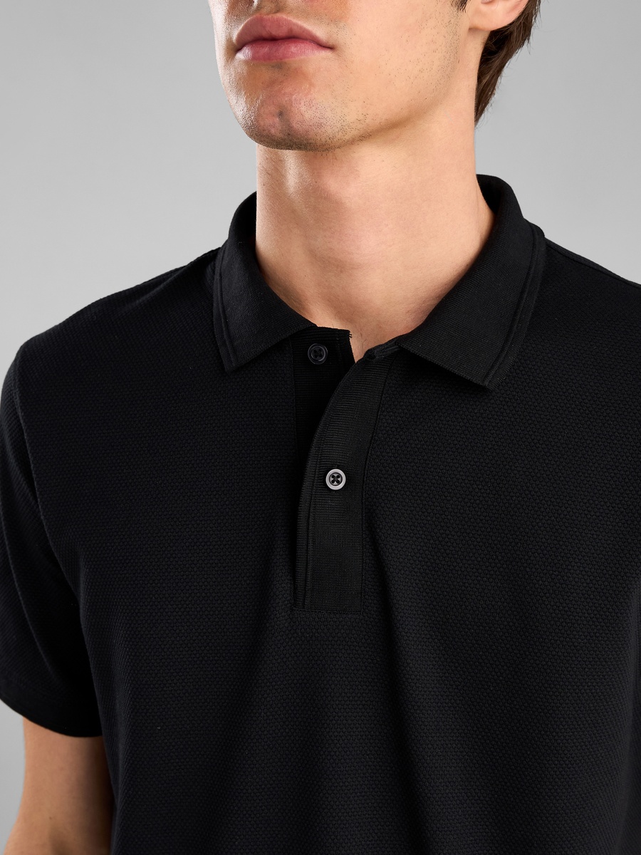 Popcorn Textured Polo T-Shirt with Jacquard Tipping
