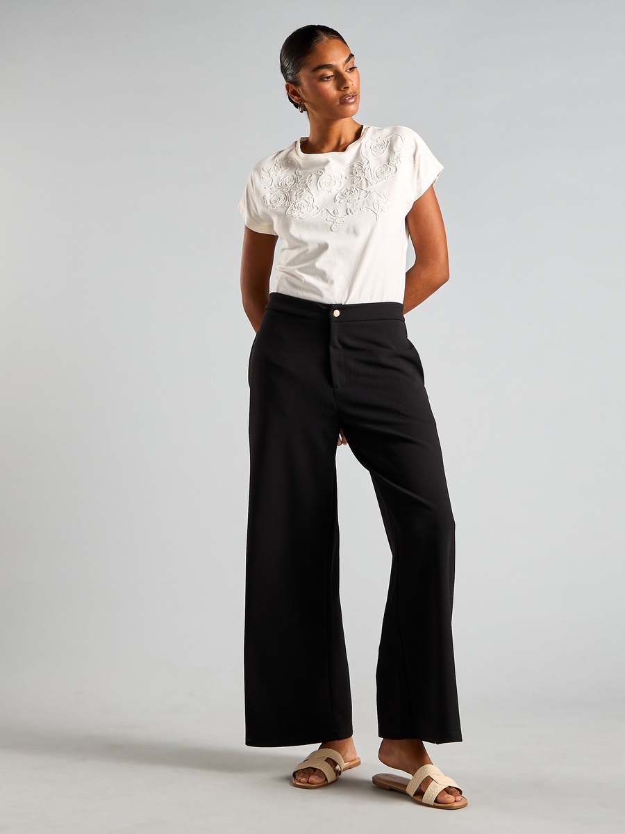 Textured Pants with Piping Detail