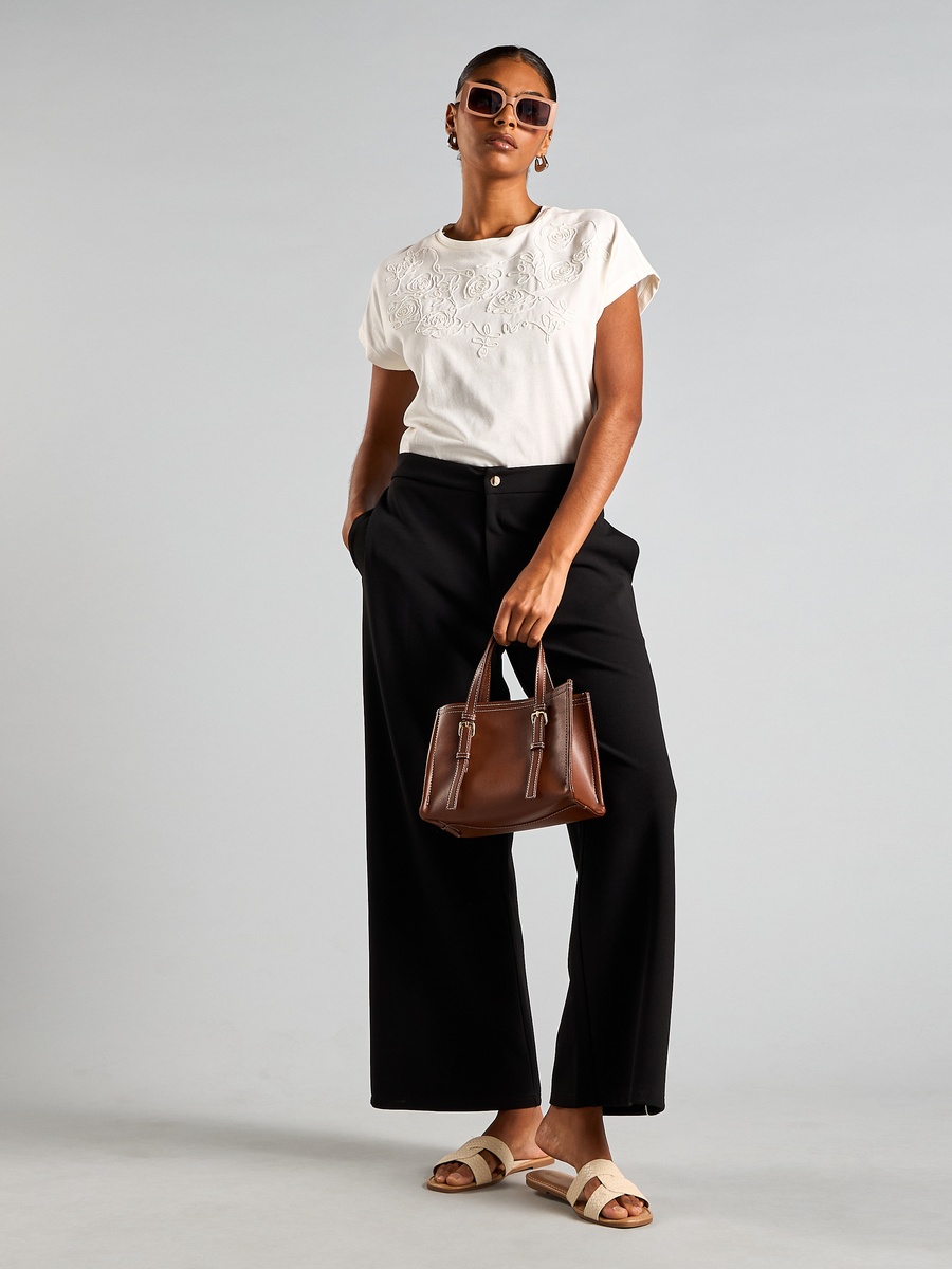 Textured Pants with Piping Detail