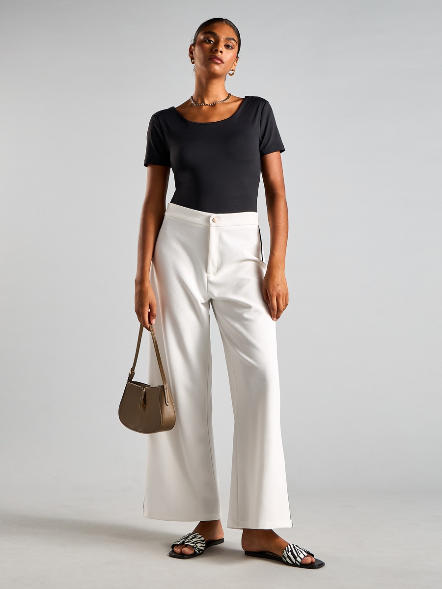 Plain Pants with Piping Detail
