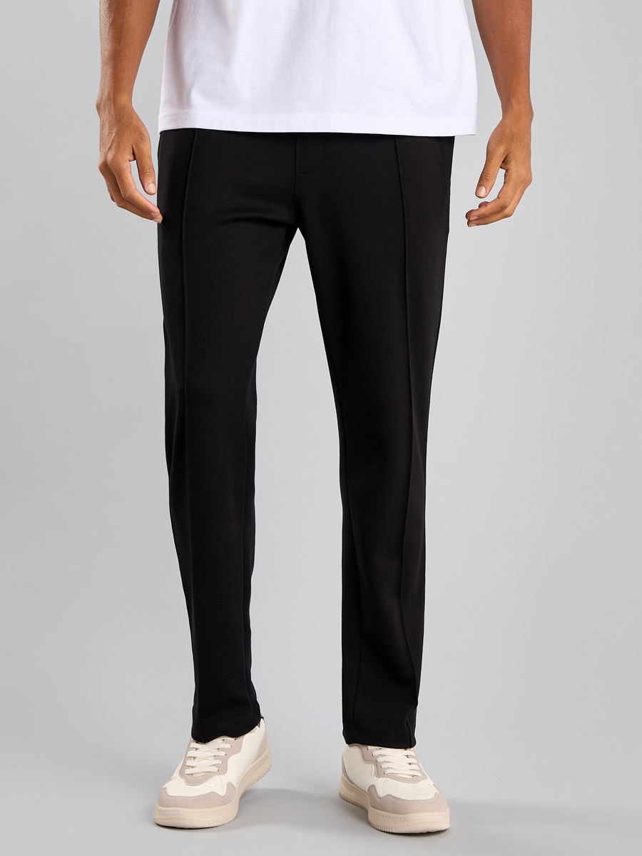 Plain Track Pants with Drawstring Closure