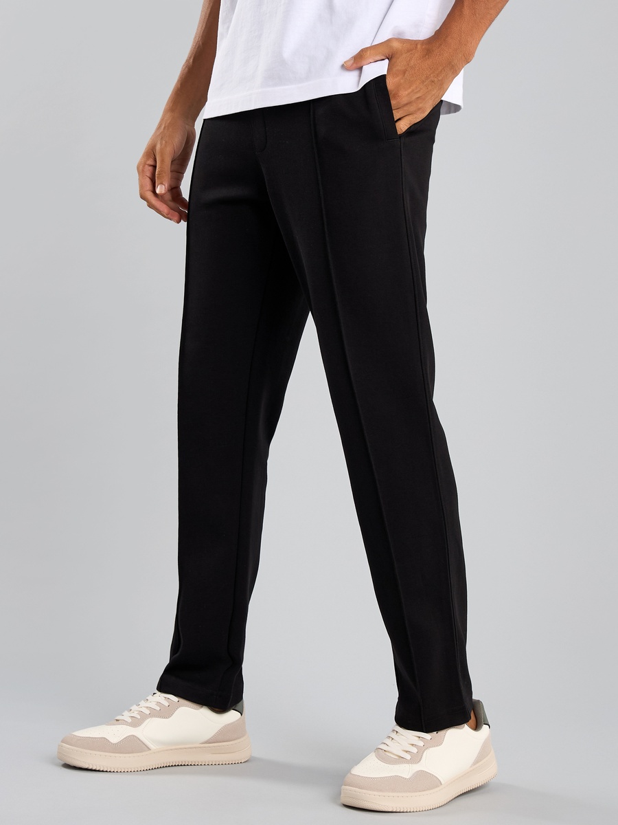 Plain Track Pants with Drawstring Closure