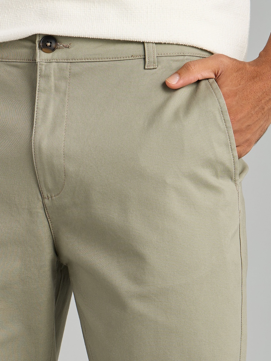 Plain Slim Fit Chinos with Pockets