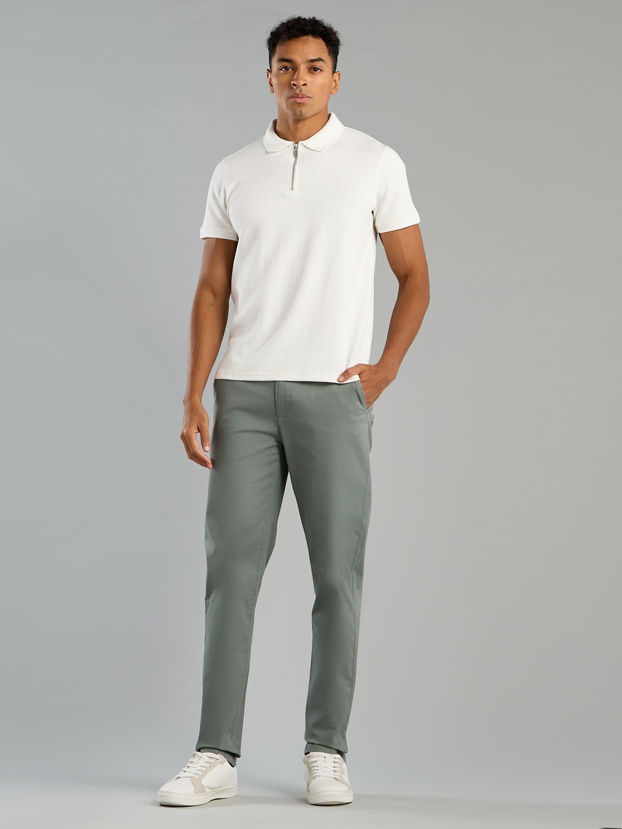 Plain Slim Fit Chinos with Pockets