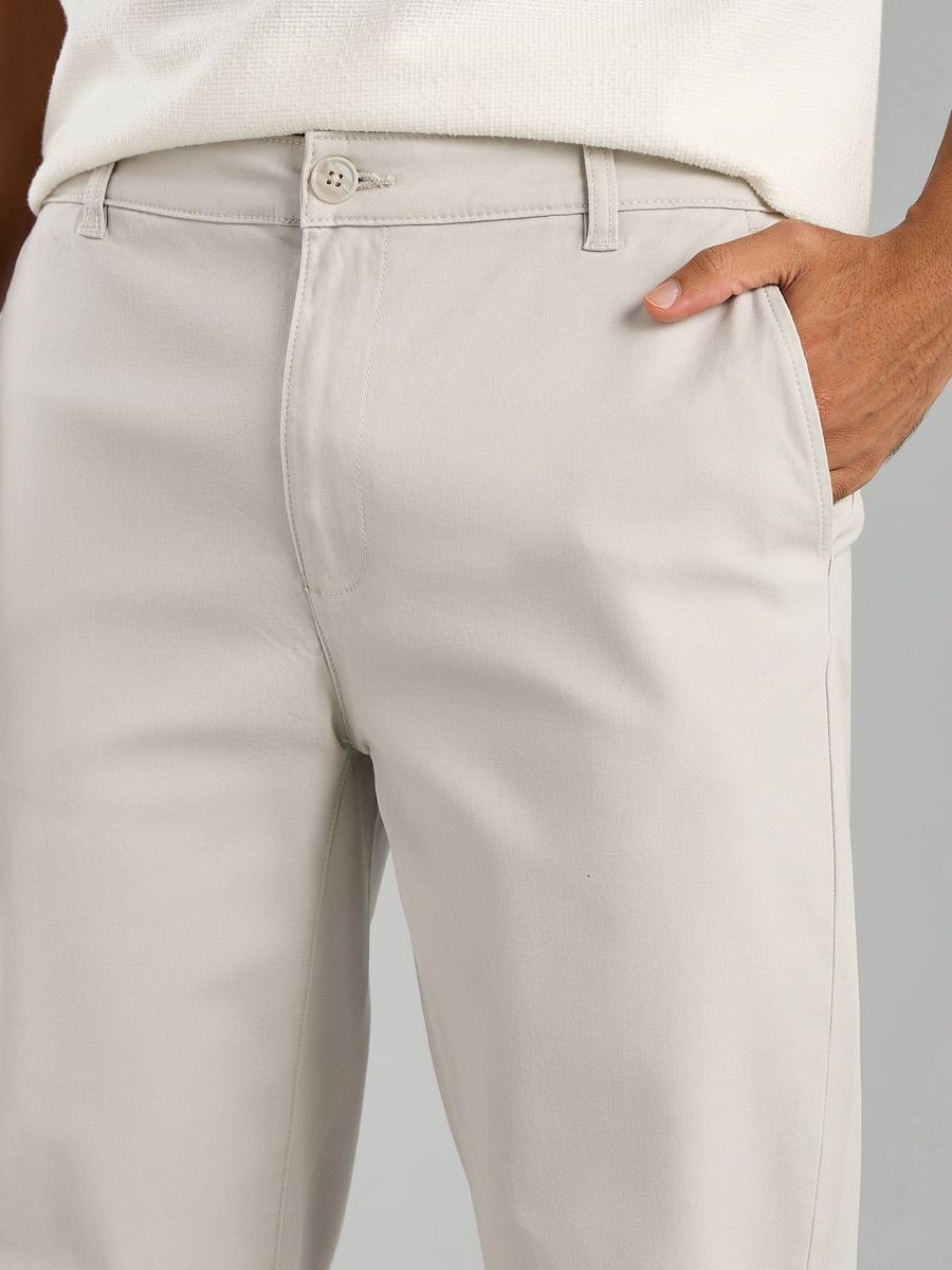 Plain Slim Fit Chinos with Pockets