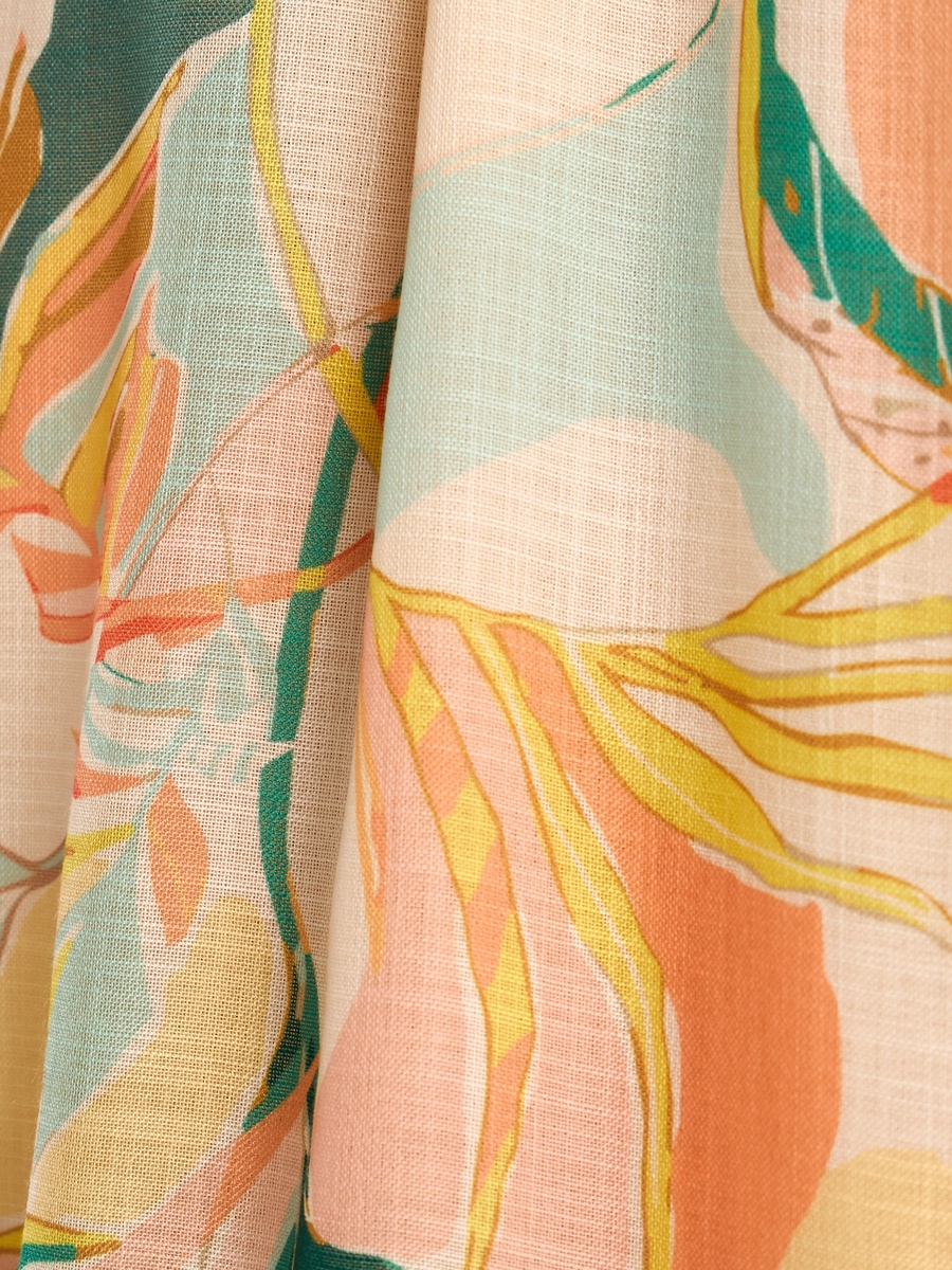 All-Over Tropical Print Sleeveless Dress with Tie-Ups