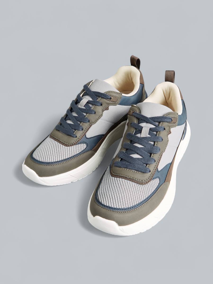 Panelled Sports Shoes with Lace-Up Closure