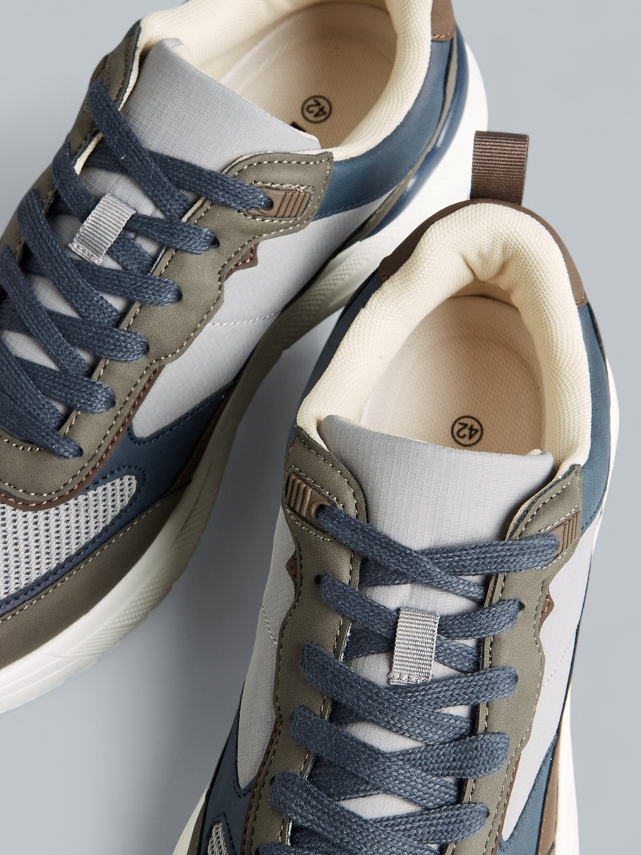 Panelled Sports Shoes with Lace-Up Closure
