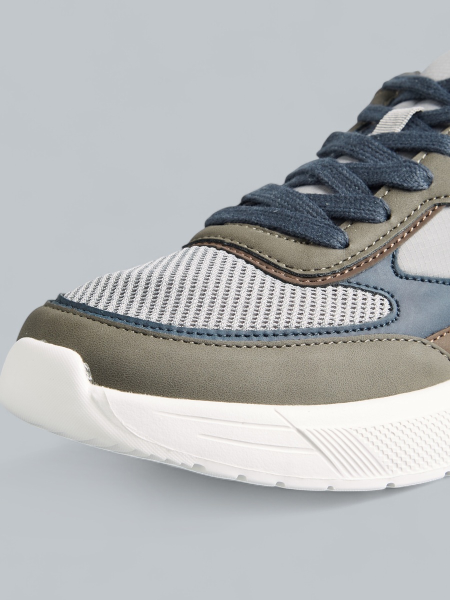 Panelled Sports Shoes with Lace-Up Closure