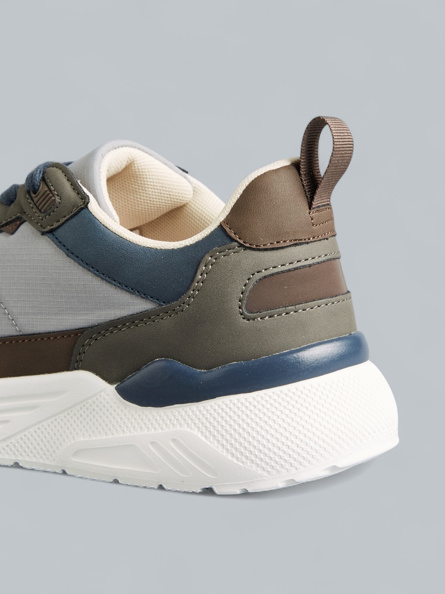 Panelled Sports Shoes with Lace-Up Closure