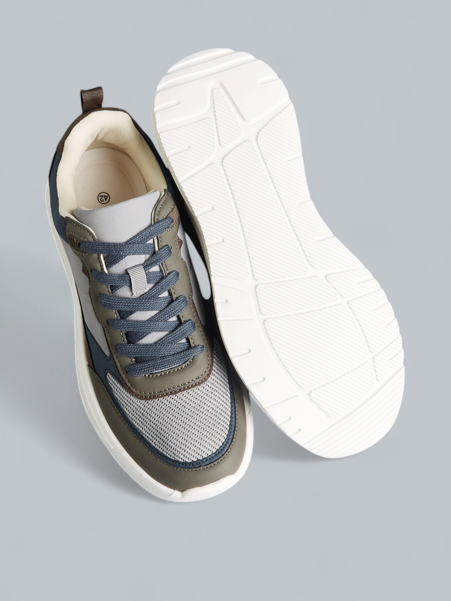 Panelled Sports Shoes with Lace-Up Closure