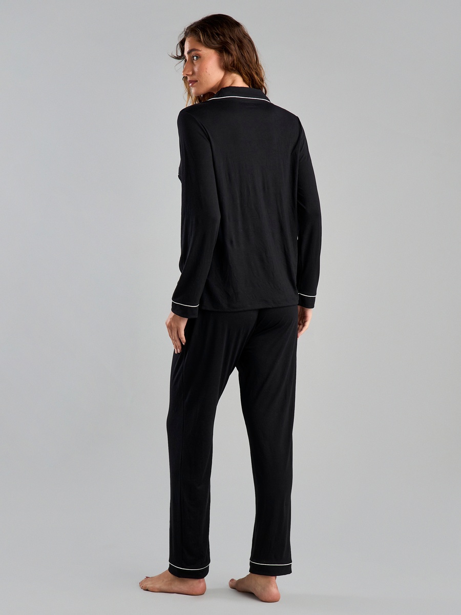 Piping Detail Shirt and Pyjama Set