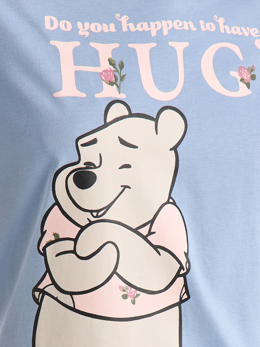 Winnie the Pooh Print Cotton Pyjama Set