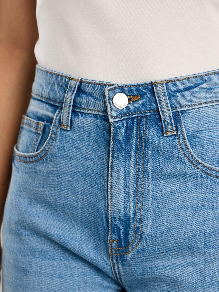 Plain Wide Leg Jeans with Pockets