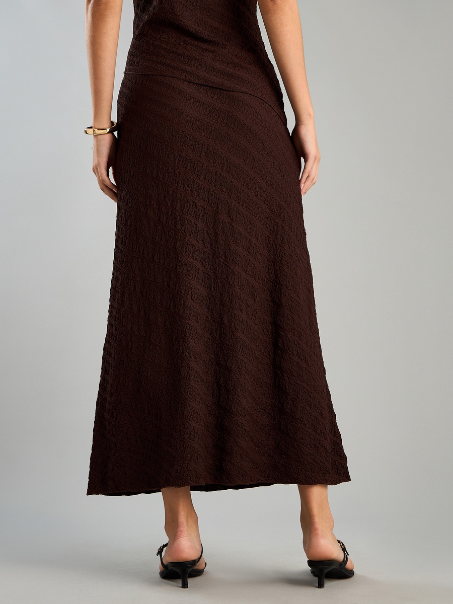 Textured Flared Maxi Skirt