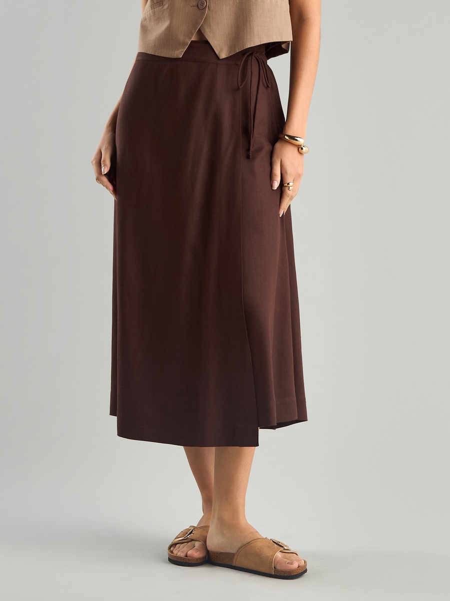 Plain Linen Wrap Skirt