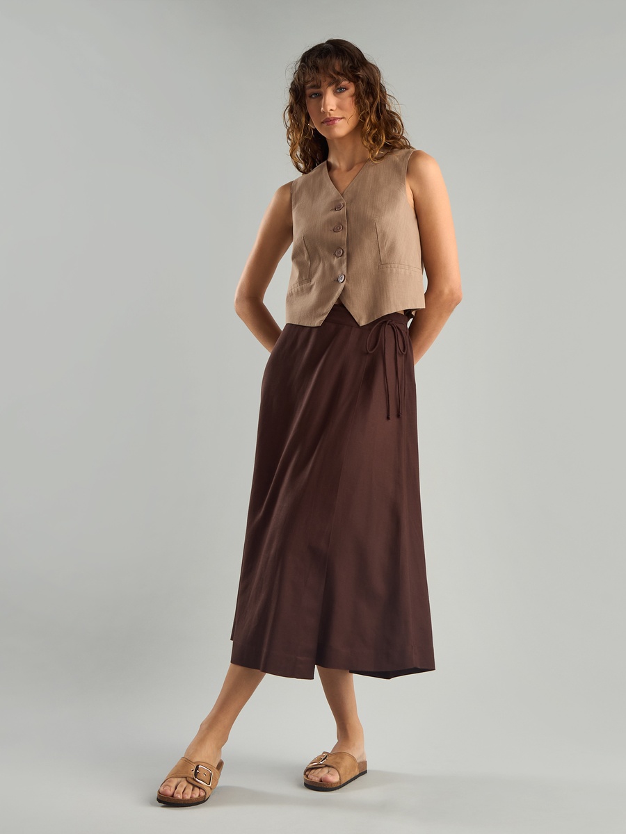 Plain Linen Wrap Skirt