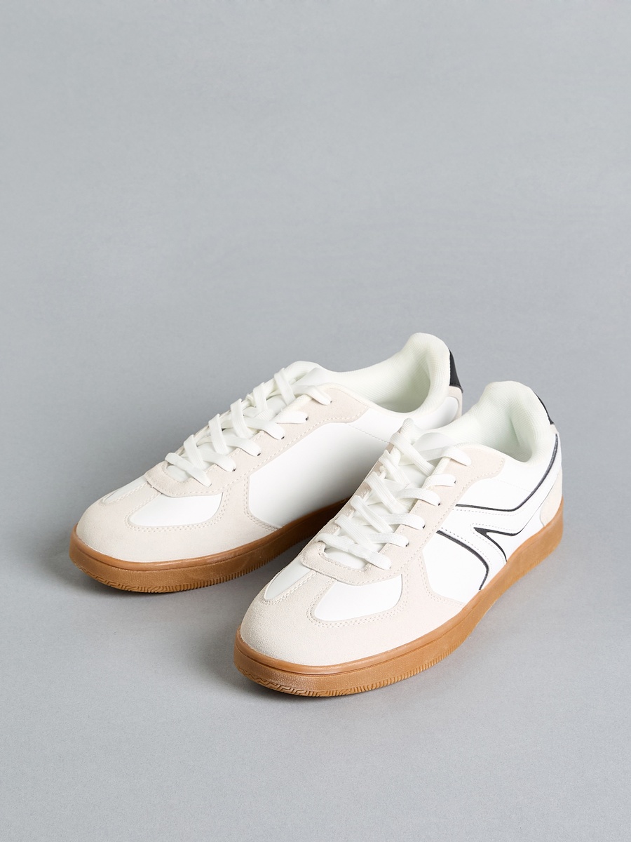 Panelled Lace-Up Sneakers