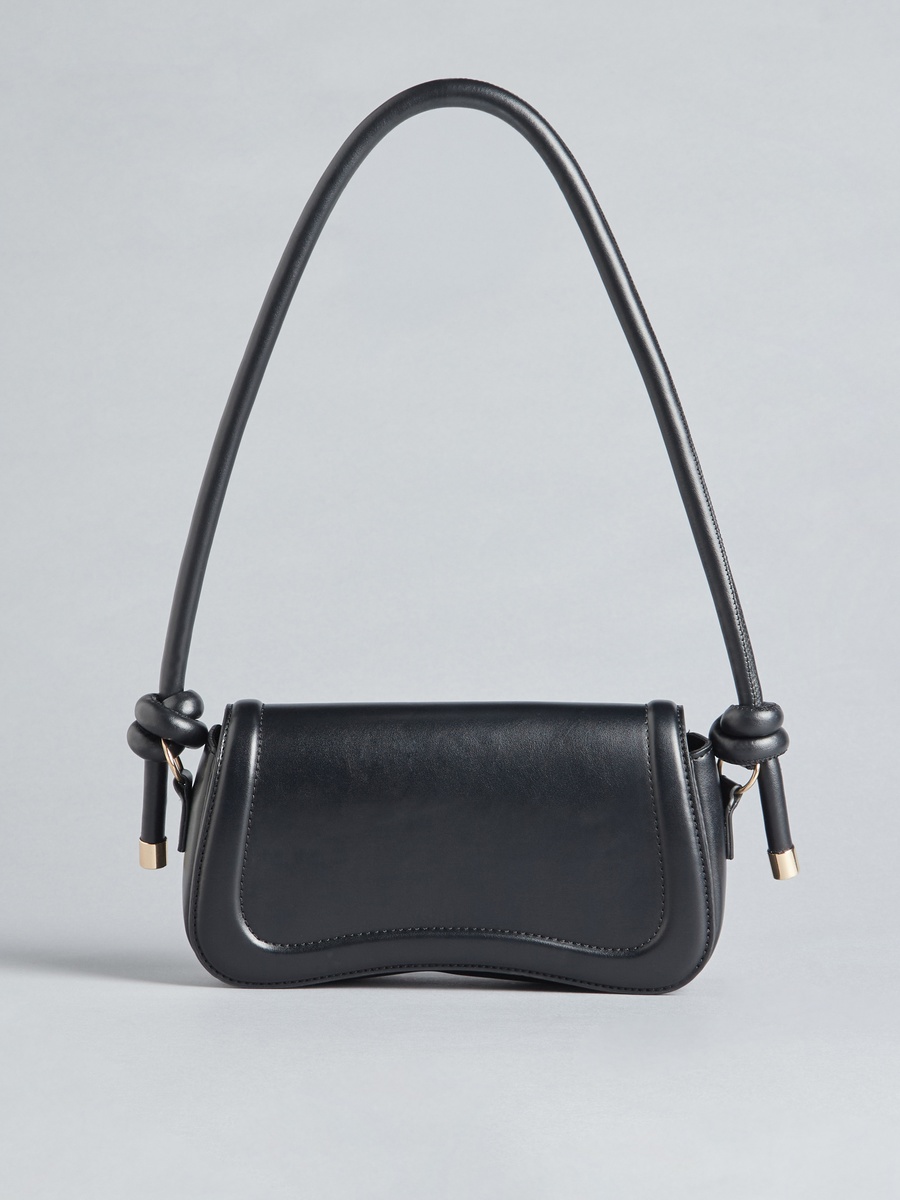 Plain Shoulder Bag with Magnetic Button Closure