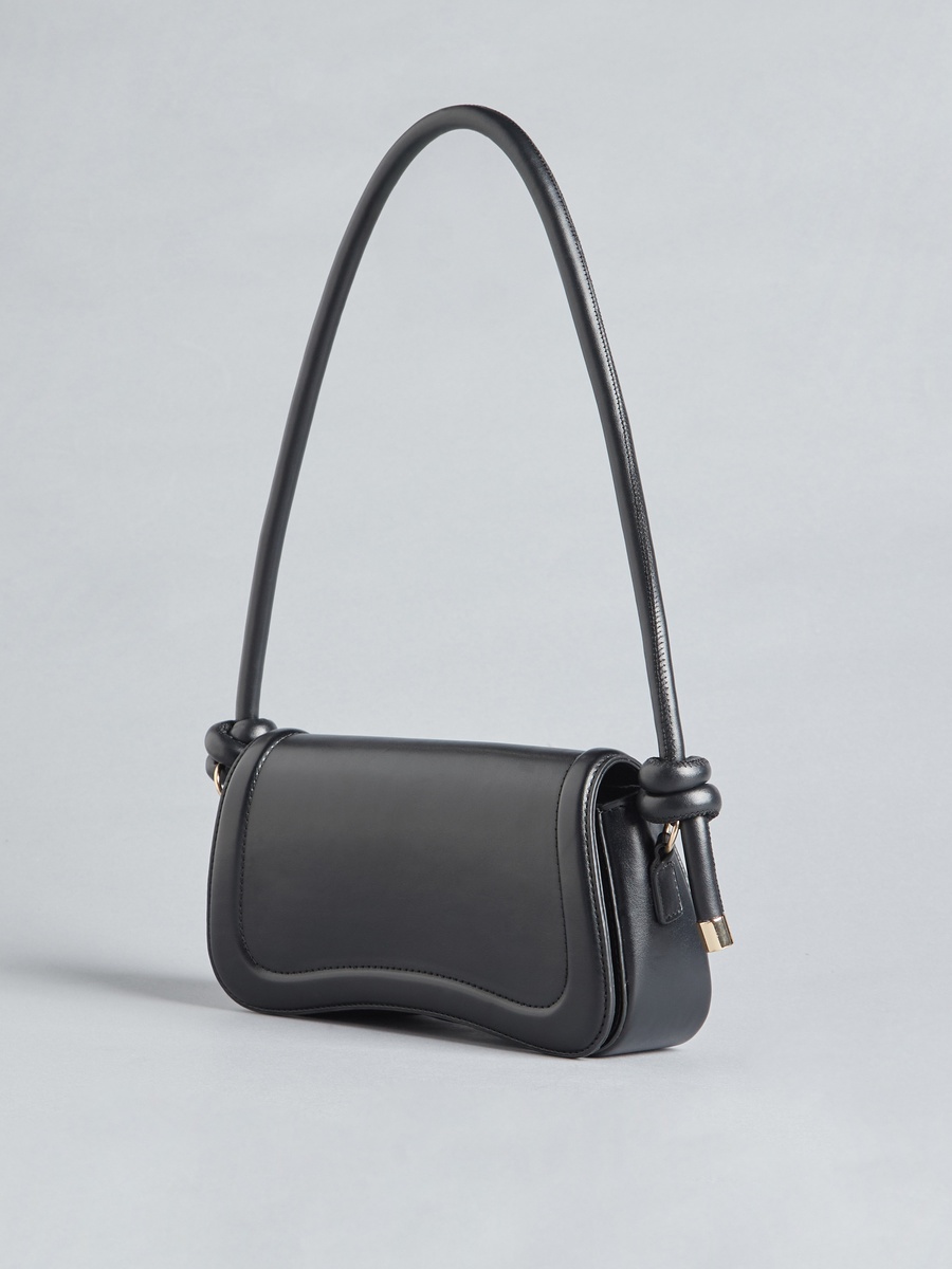 Plain Shoulder Bag with Magnetic Button Closure