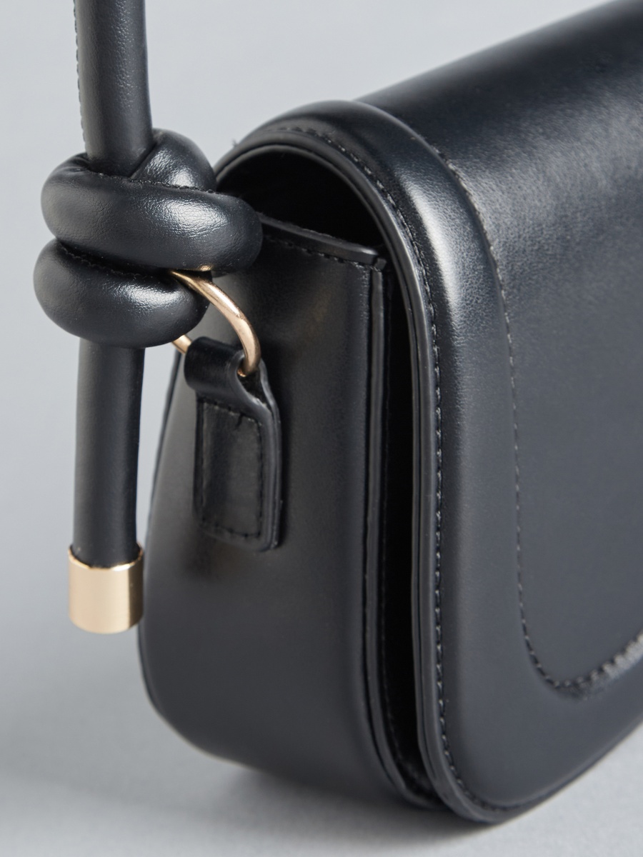 Plain Shoulder Bag with Magnetic Button Closure