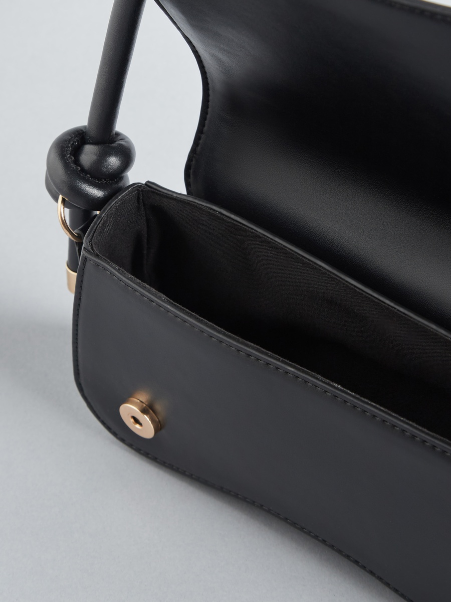 Plain Shoulder Bag with Magnetic Button Closure