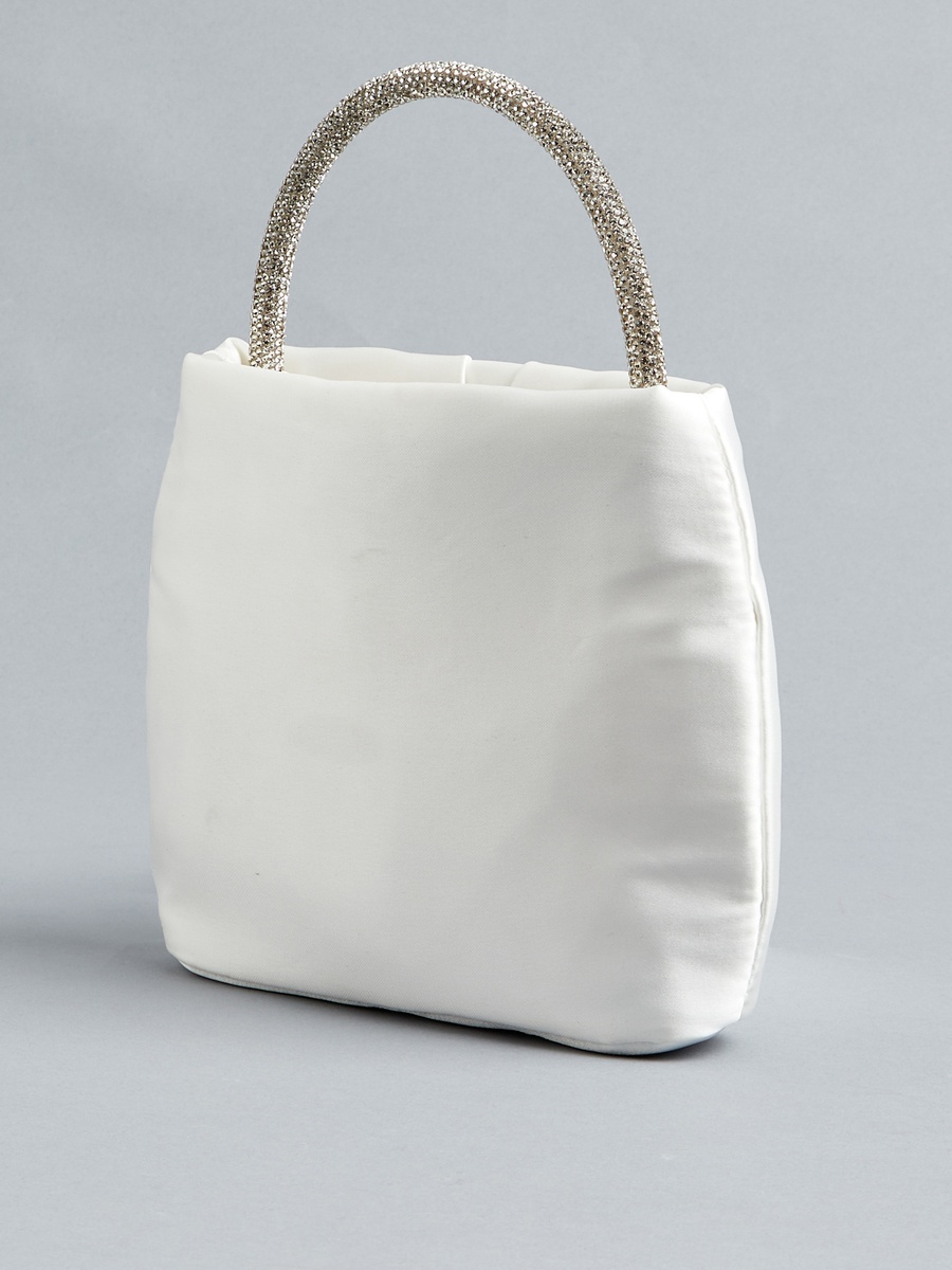 Plain Shoulder Bag with Embellished Handle