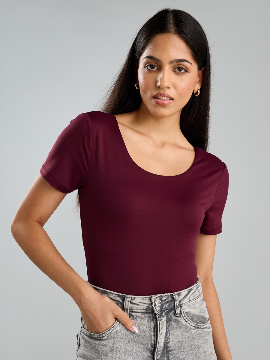 Plain Scoop Neck Bodysuit