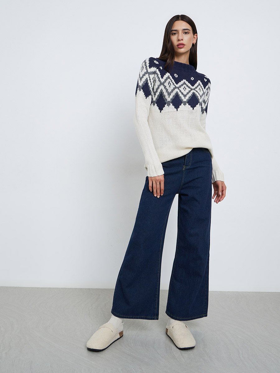 Printed Oversized Knitted Sweater