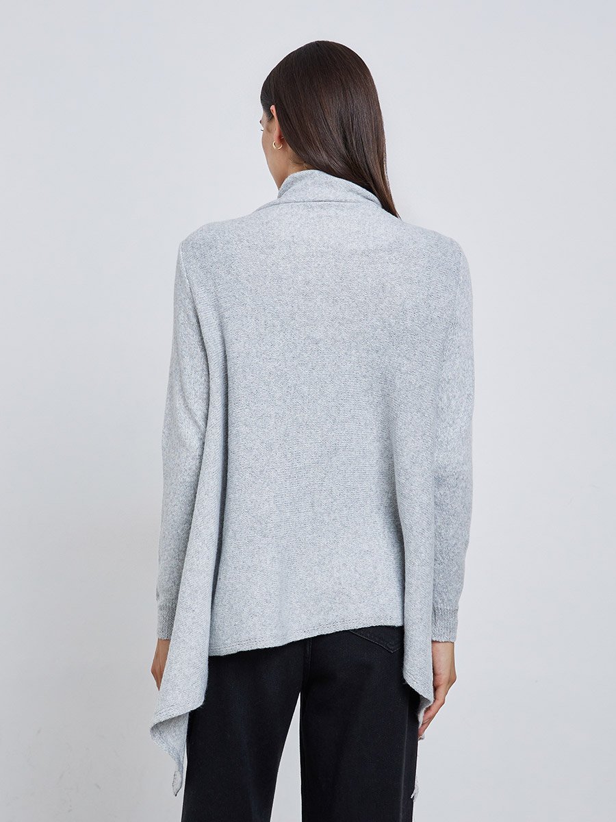 Grey Wrap Cardigan with Fringes