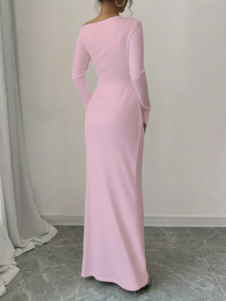 Solid Pink Bodycon Maxi Dress For Women at Saudi | Styli Solid Pink Bodycon Maxi Dress For Women at Saudi | Styli