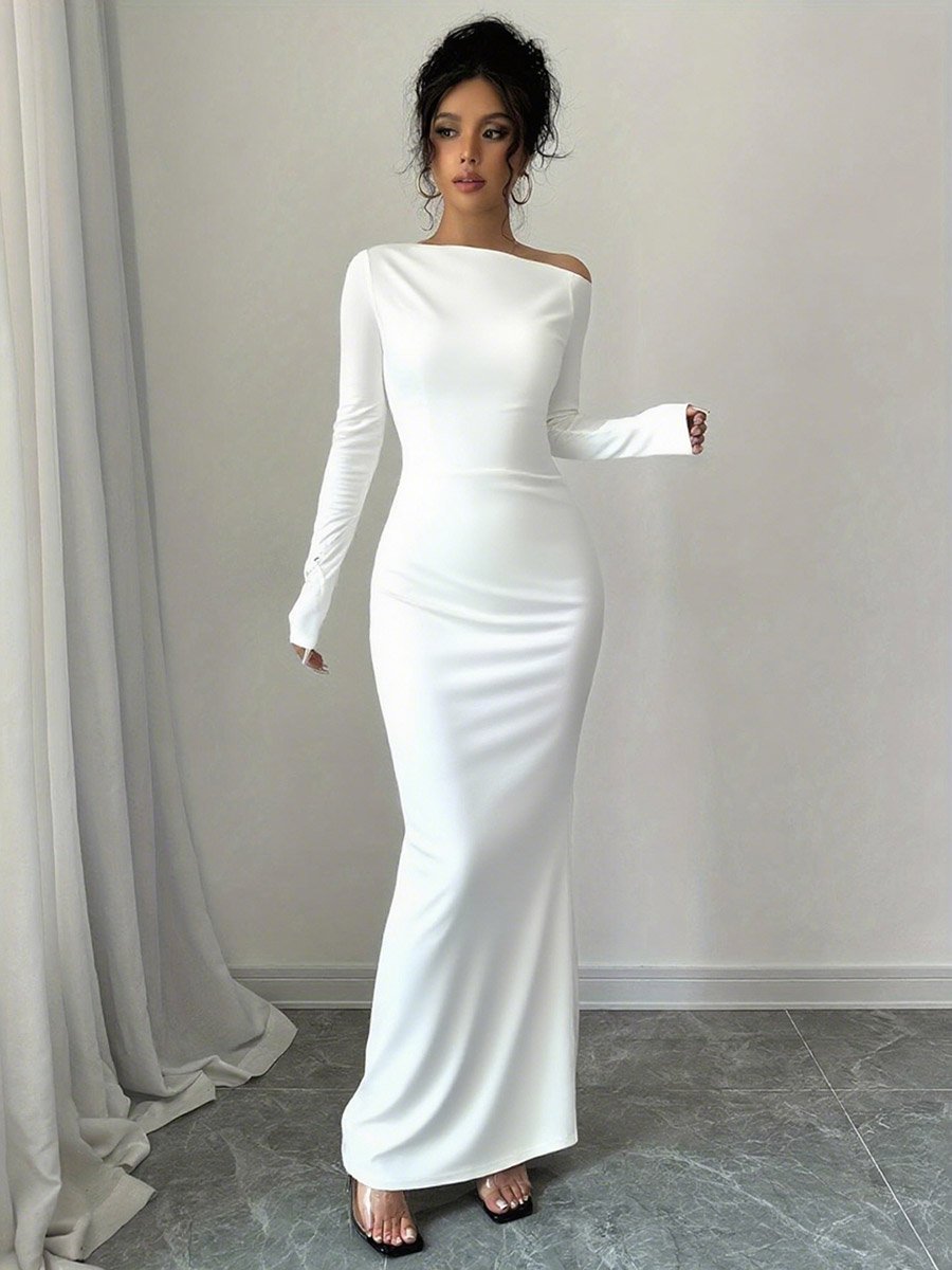 princess polly baby blue dress Embellished Long Sleeve Backless Maxi Dress in White