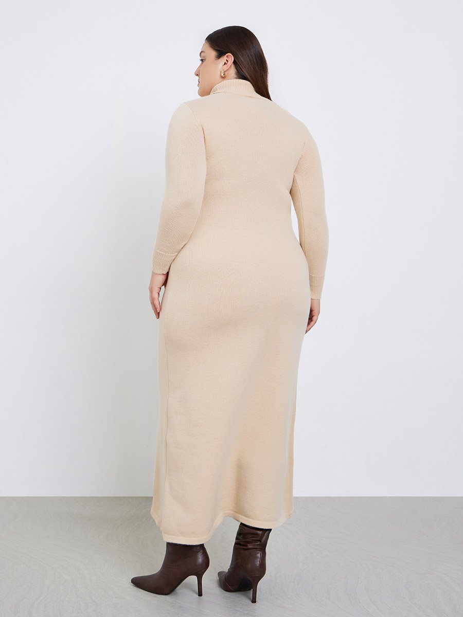 Plus Size Turtle Neck Knit Sweater Maxi Dress For Women at UAE | Styli