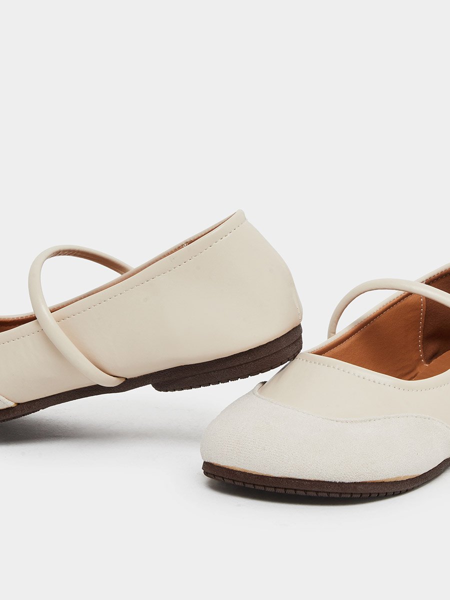 Round Toe Metal Buckle Strap Flat Shoes