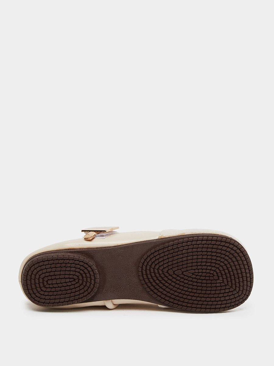 Round Toe Metal Buckle Strap Flat Shoes