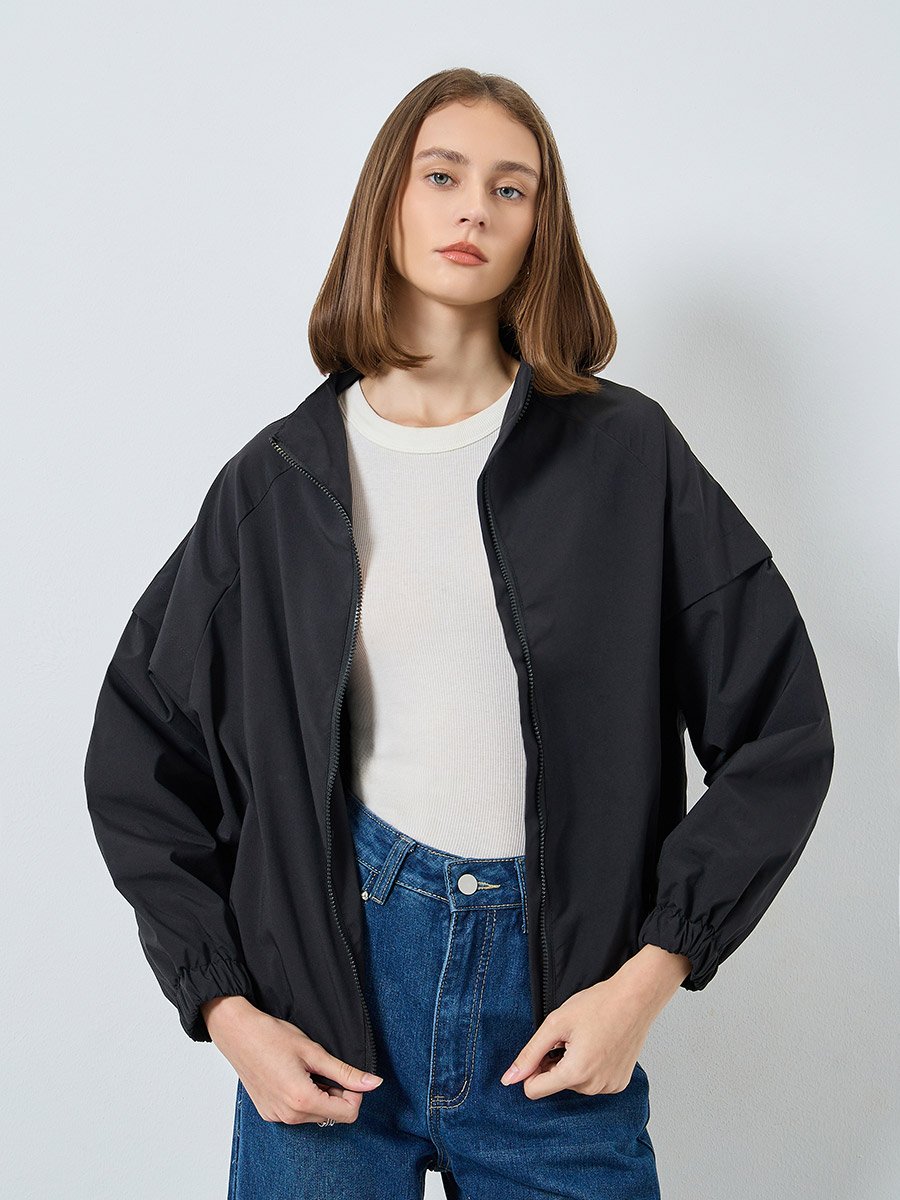Black Regular Fit Lightweight Jacket