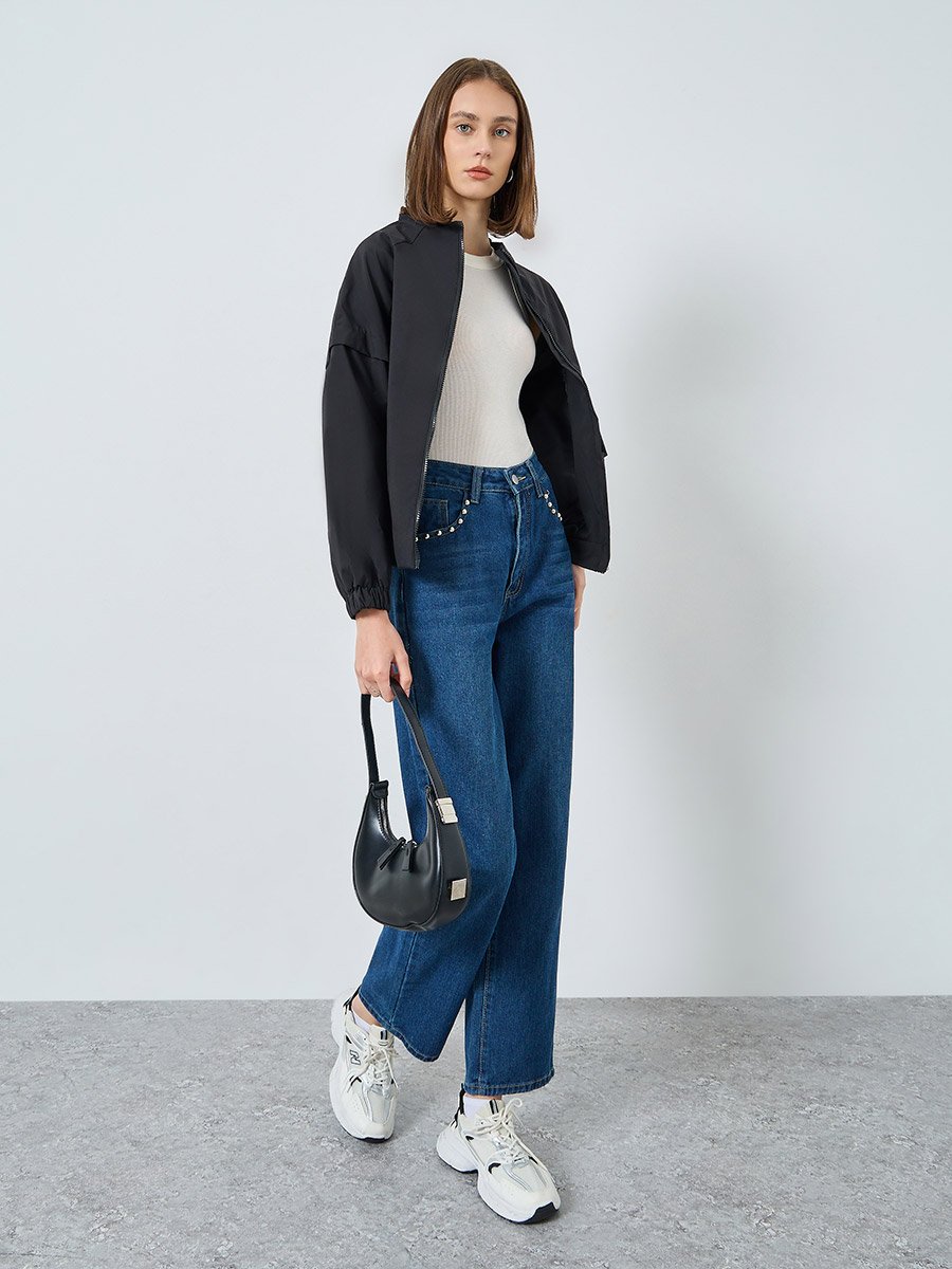 Black Regular Fit Lightweight Jacket