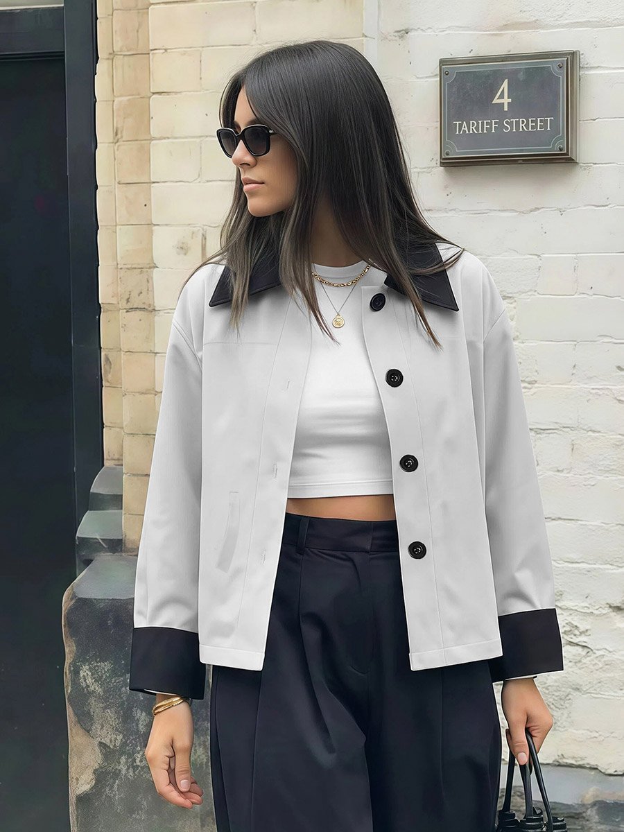 Grey Regular Fit Jacket with Contrast Collar