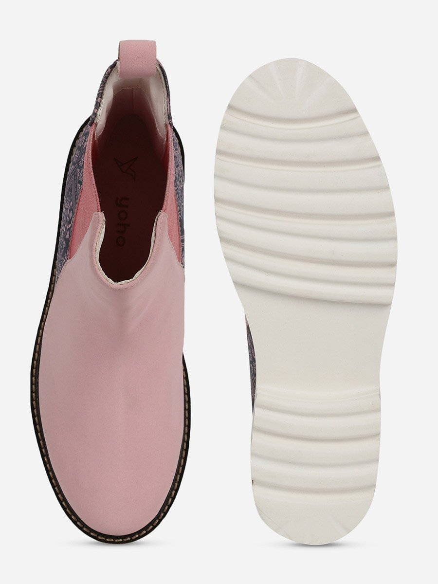 Pink Comfortable Lightweight Printed Boots