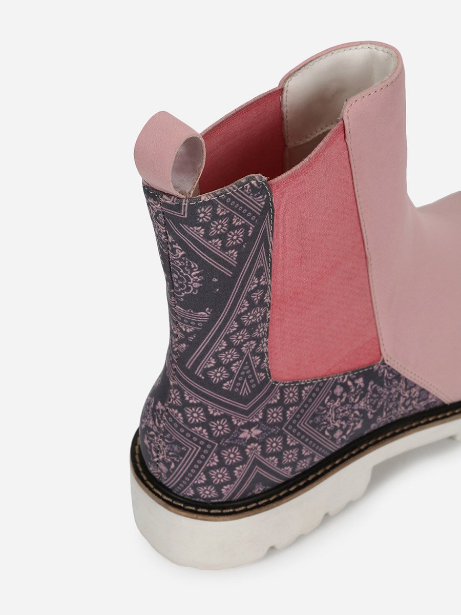 Pink Comfortable Lightweight Printed Boots