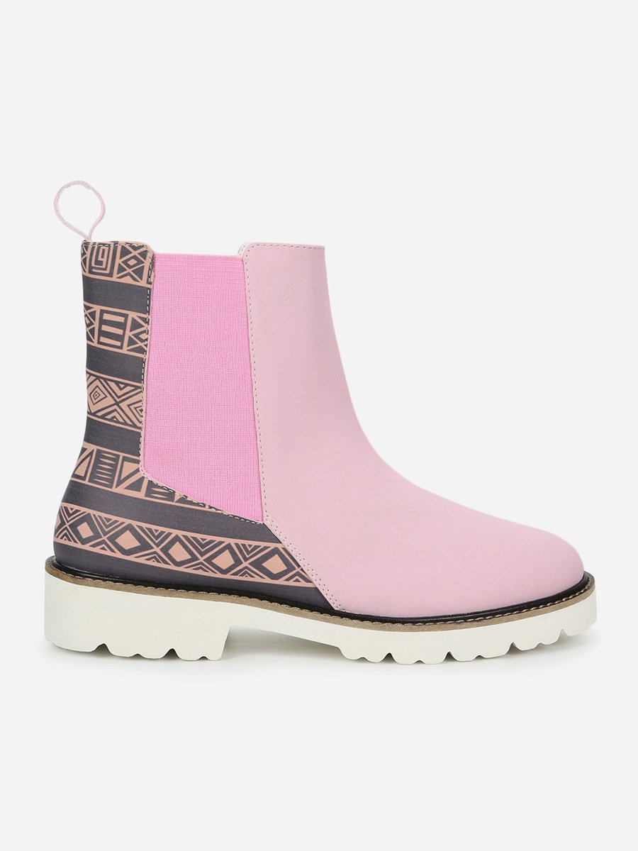 Pink Comfortable Lightweight Printed Boots