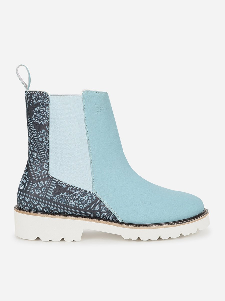 Blue Comfortable Lightweight Printed Boots