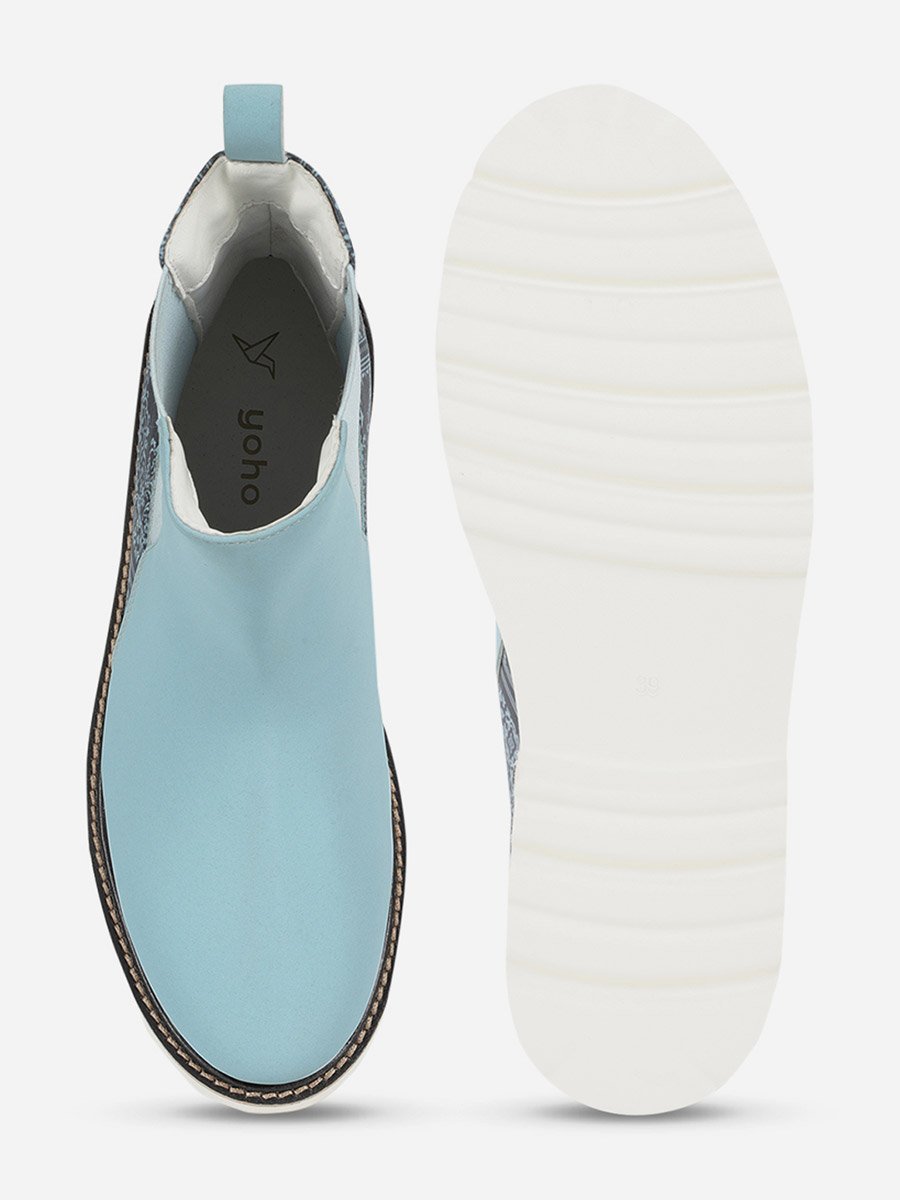 Blue Comfortable Lightweight Printed Boots