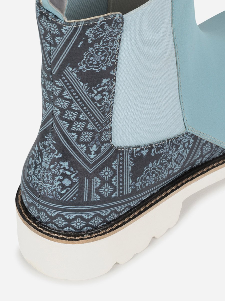 Blue Comfortable Lightweight Printed Boots