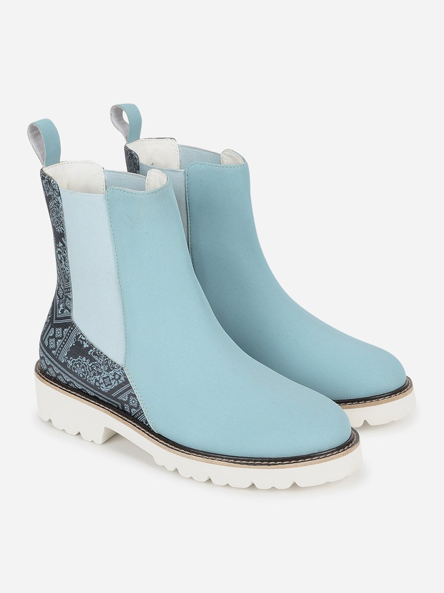 Blue Comfortable Lightweight Printed Boots
