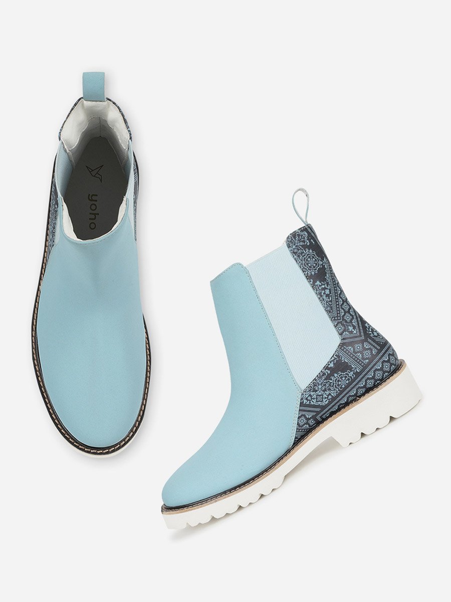 Blue Comfortable Lightweight Printed Boots
