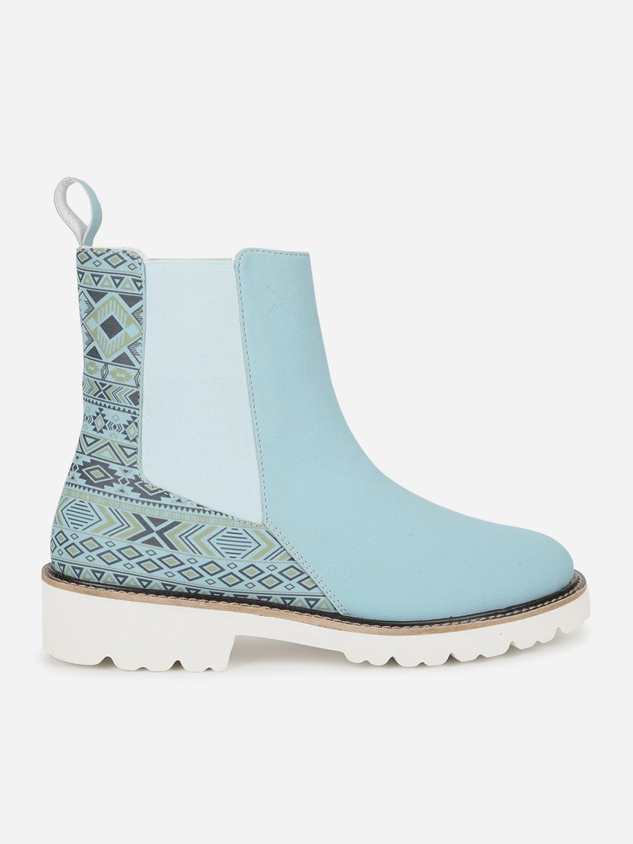 Blue Comfortable Lightweight Printed Boots