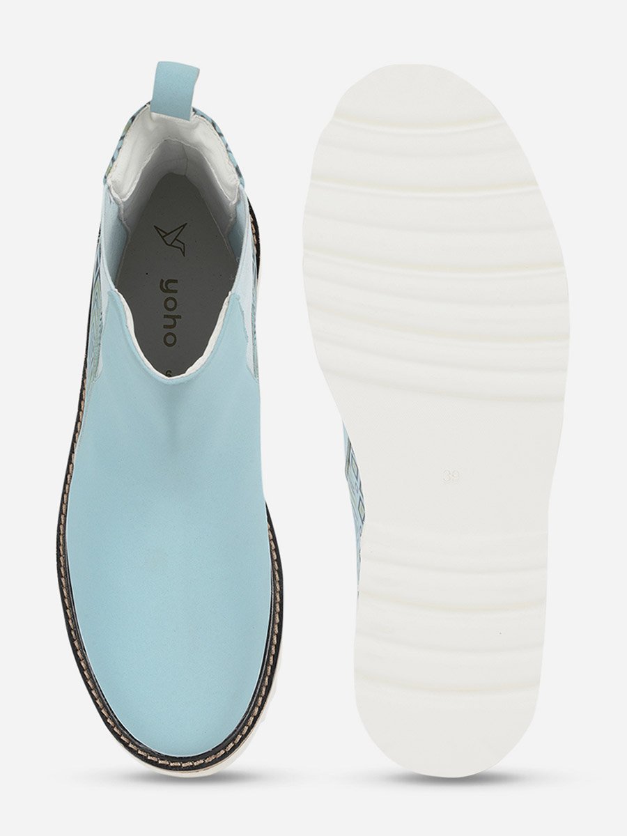 Blue Comfortable Lightweight Printed Boots
