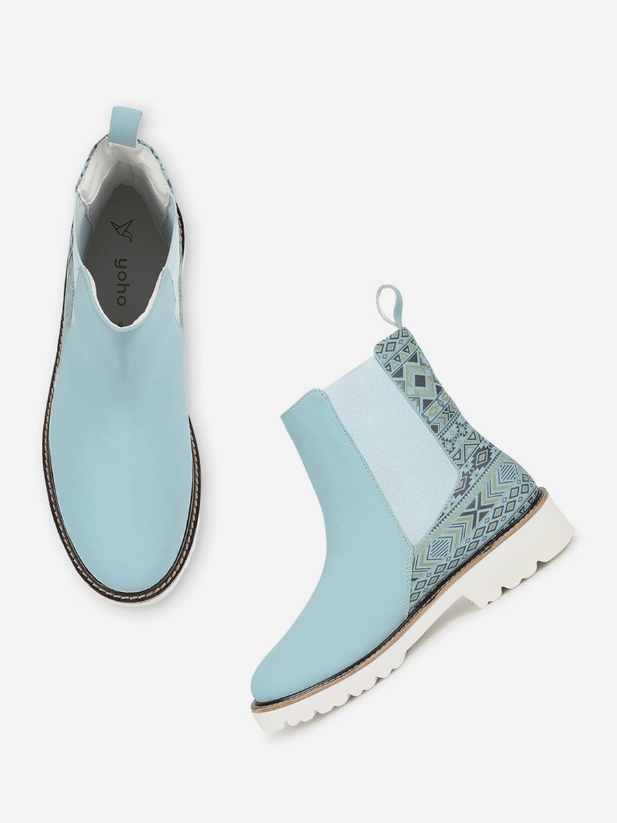 Blue Comfortable Lightweight Printed Boots