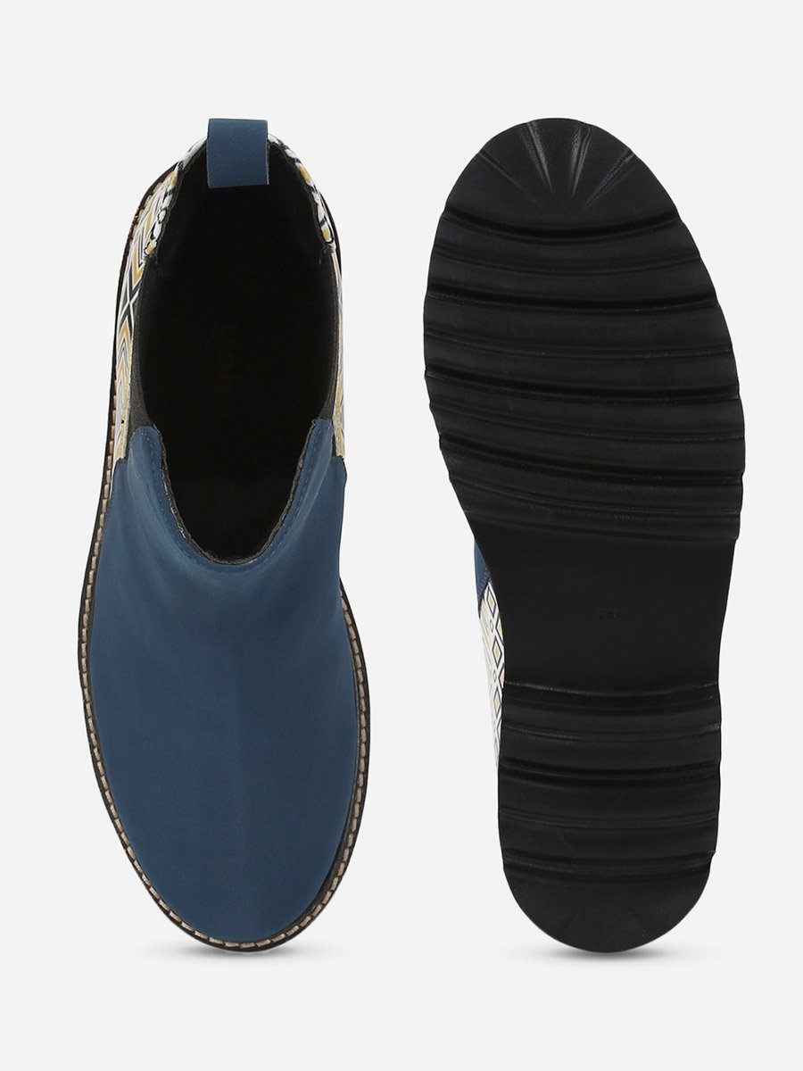 Blue Comfortable Lightweight Printed Boots